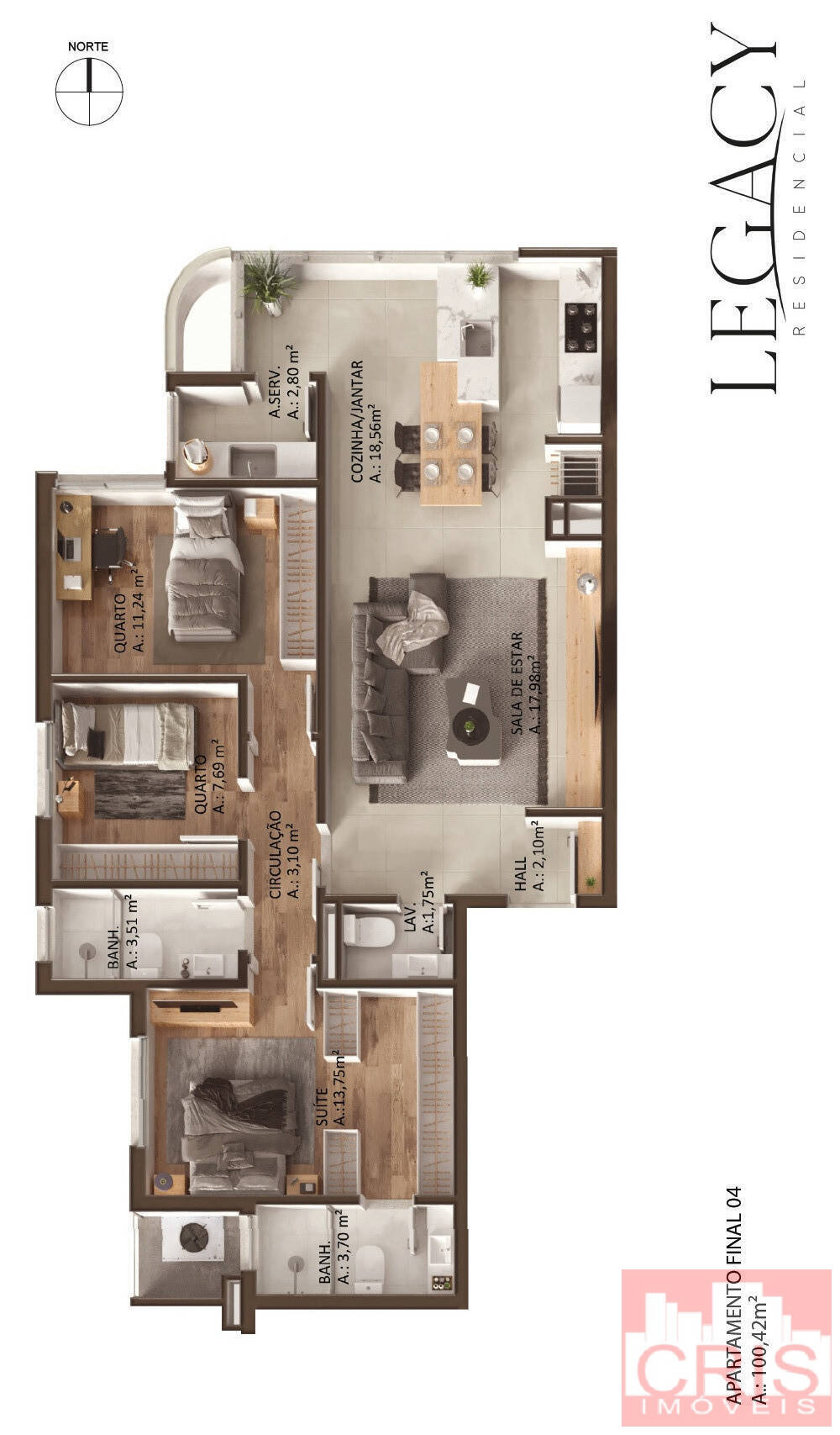 Apartamento à venda com 3 quartos, 113m² - Foto 4