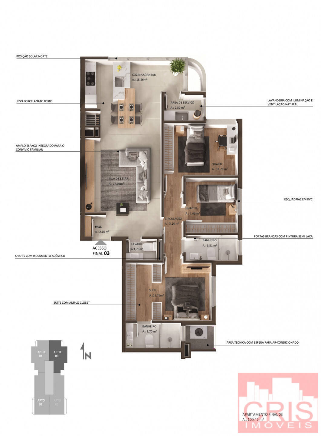 Apartamento à venda com 3 quartos, 113m² - Foto 9