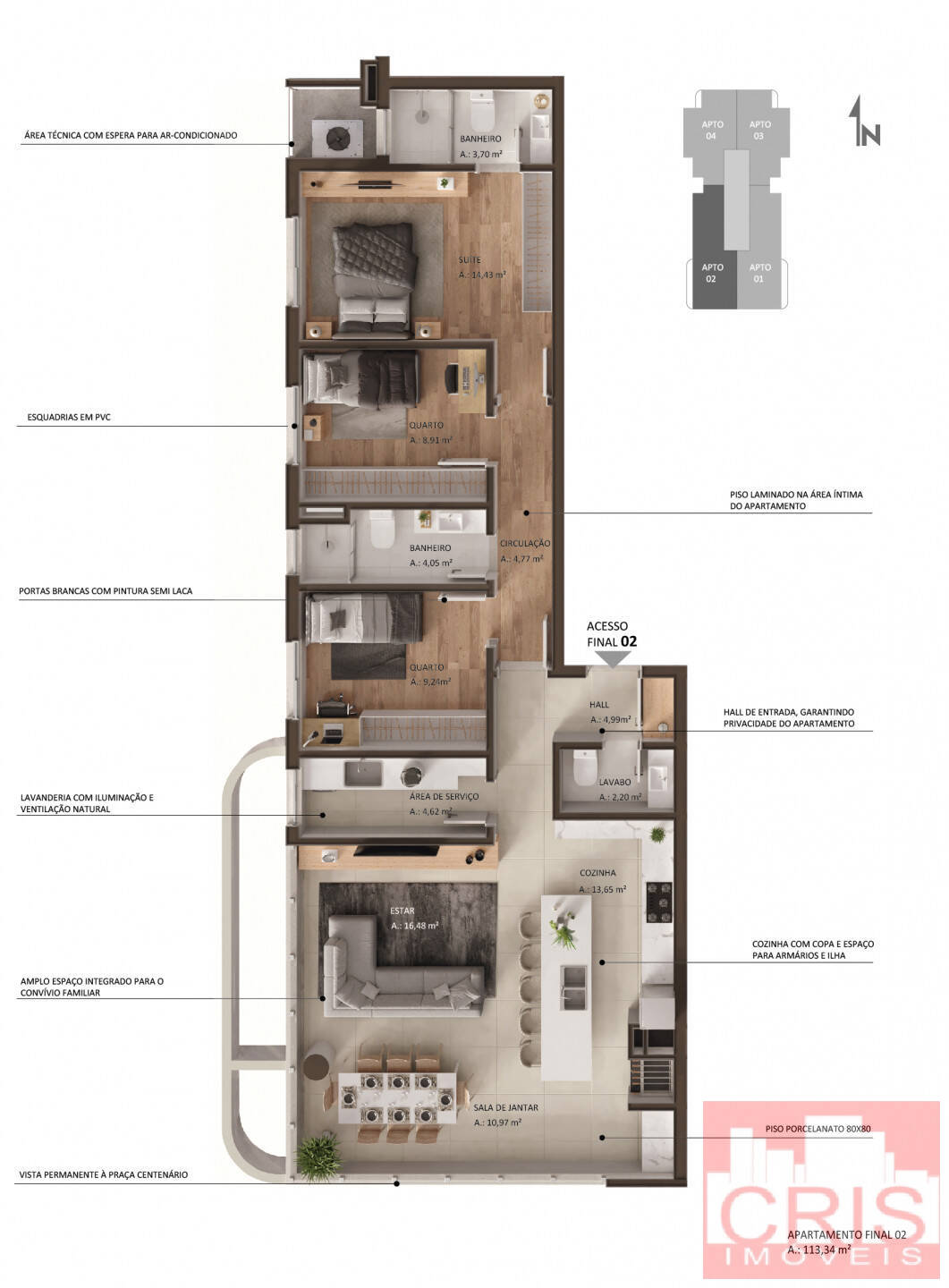 Apartamento à venda com 3 quartos, 113m² - Foto 11