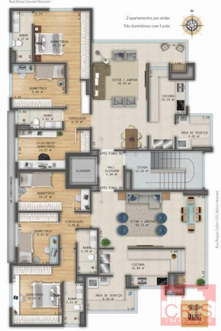 Apartamento à venda com 3 quartos, 109m² - Foto 2